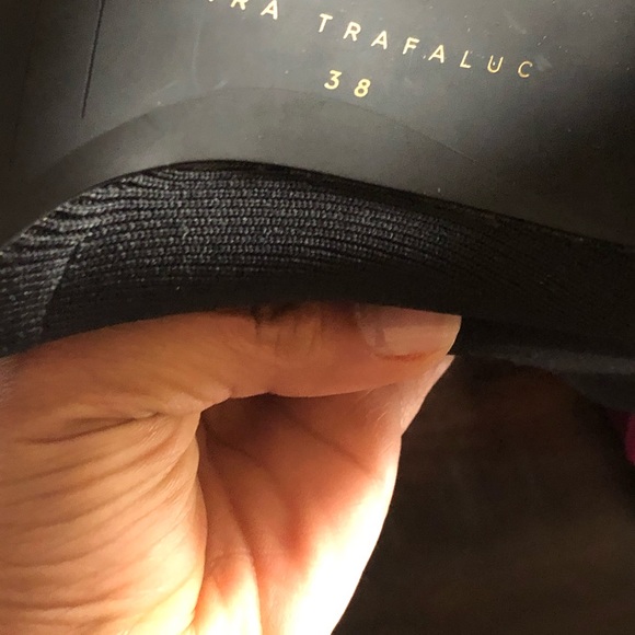 New Zara Black Stretch Ankle Sock Boots -Size 7.5 - Picture 7 of 9